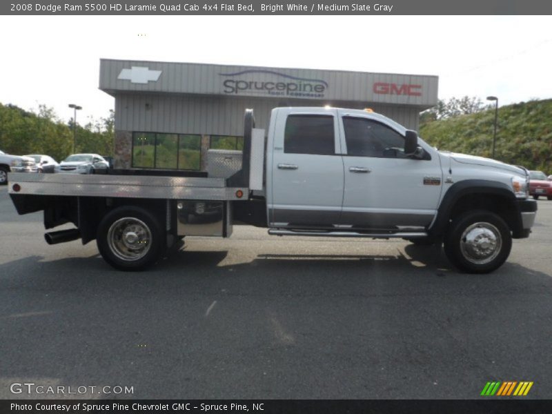 Bright White / Medium Slate Gray 2008 Dodge Ram 5500 HD Laramie Quad Cab 4x4 Flat Bed