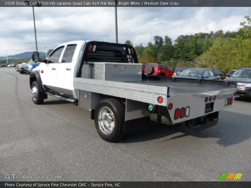 Bright White / Medium Slate Gray 2008 Dodge Ram 5500 HD Laramie Quad Cab 4x4 Flat Bed