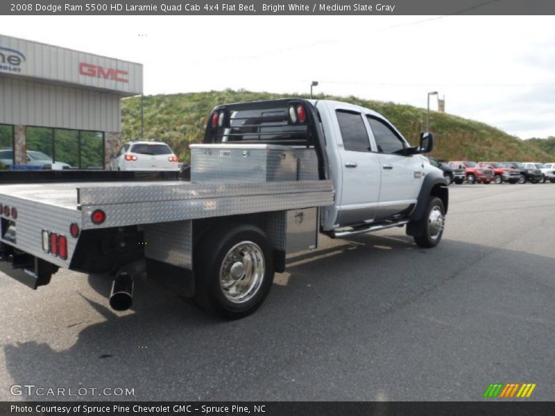 Bright White / Medium Slate Gray 2008 Dodge Ram 5500 HD Laramie Quad Cab 4x4 Flat Bed