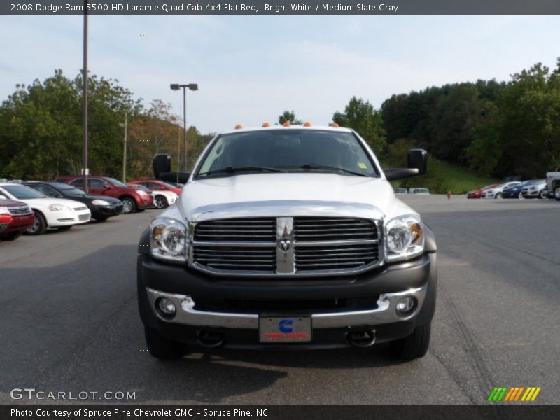 Bright White / Medium Slate Gray 2008 Dodge Ram 5500 HD Laramie Quad Cab 4x4 Flat Bed