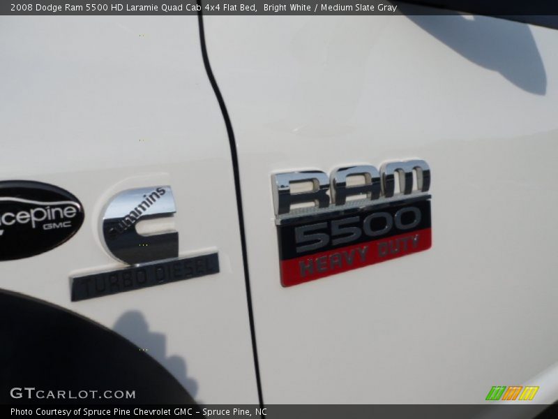 Bright White / Medium Slate Gray 2008 Dodge Ram 5500 HD Laramie Quad Cab 4x4 Flat Bed