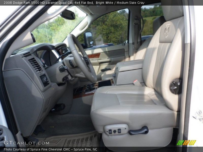 Bright White / Medium Slate Gray 2008 Dodge Ram 5500 HD Laramie Quad Cab 4x4 Flat Bed