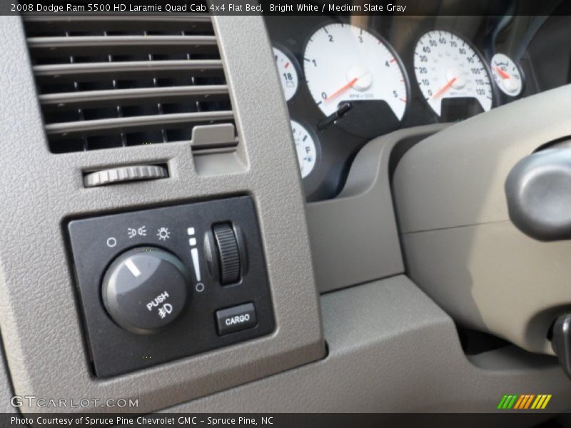 Bright White / Medium Slate Gray 2008 Dodge Ram 5500 HD Laramie Quad Cab 4x4 Flat Bed