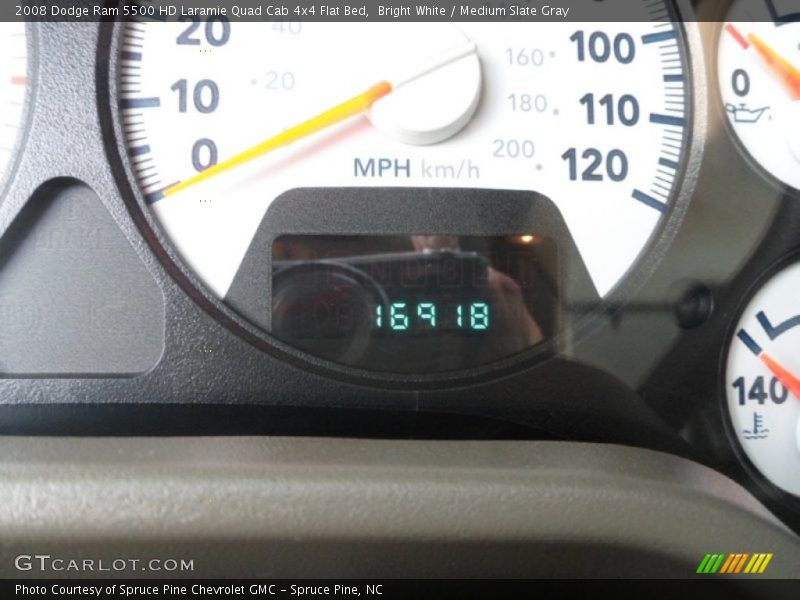 Bright White / Medium Slate Gray 2008 Dodge Ram 5500 HD Laramie Quad Cab 4x4 Flat Bed