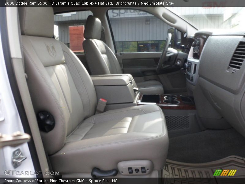 Bright White / Medium Slate Gray 2008 Dodge Ram 5500 HD Laramie Quad Cab 4x4 Flat Bed