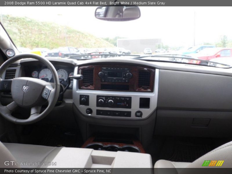 Bright White / Medium Slate Gray 2008 Dodge Ram 5500 HD Laramie Quad Cab 4x4 Flat Bed