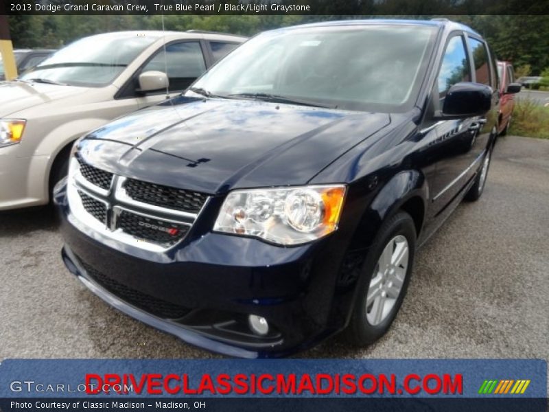 True Blue Pearl / Black/Light Graystone 2013 Dodge Grand Caravan Crew