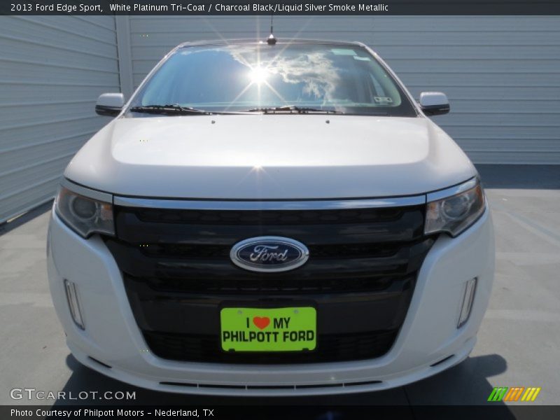 White Platinum Tri-Coat / Charcoal Black/Liquid Silver Smoke Metallic 2013 Ford Edge Sport