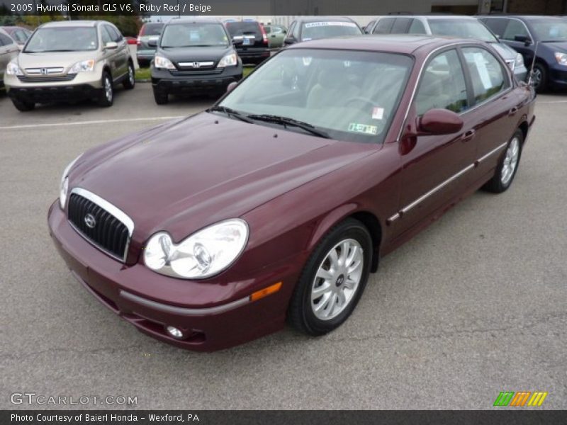 Ruby Red / Beige 2005 Hyundai Sonata GLS V6