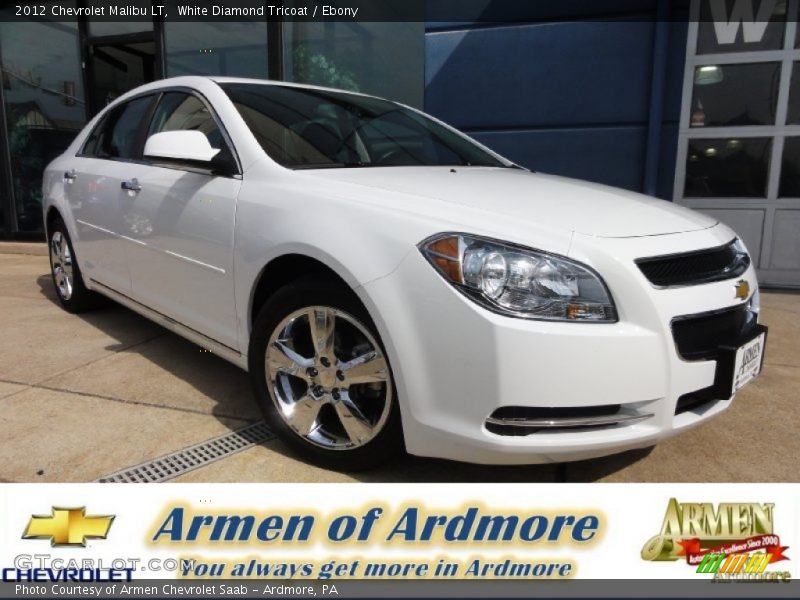 White Diamond Tricoat / Ebony 2012 Chevrolet Malibu LT