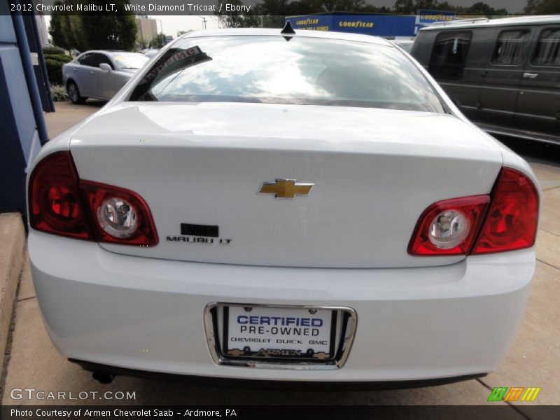 White Diamond Tricoat / Ebony 2012 Chevrolet Malibu LT