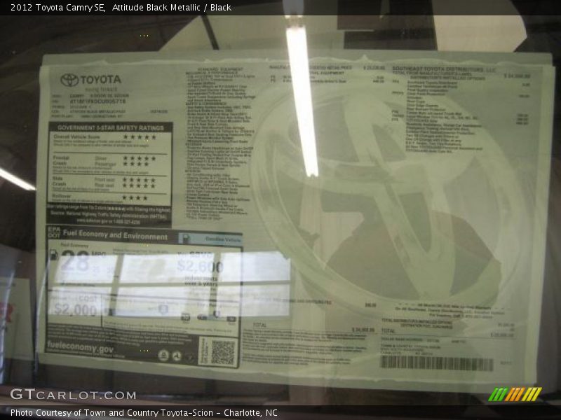 Attitude Black Metallic / Black 2012 Toyota Camry SE