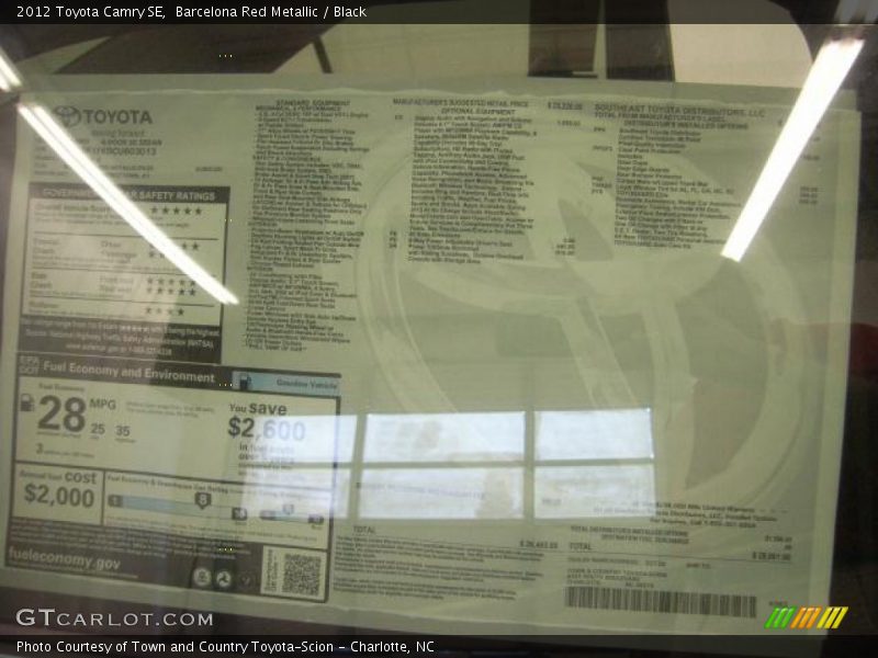 Barcelona Red Metallic / Black 2012 Toyota Camry SE