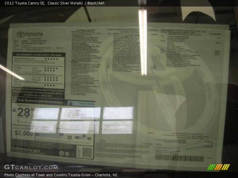 Classic Silver Metallic / Black/Ash 2012 Toyota Camry SE