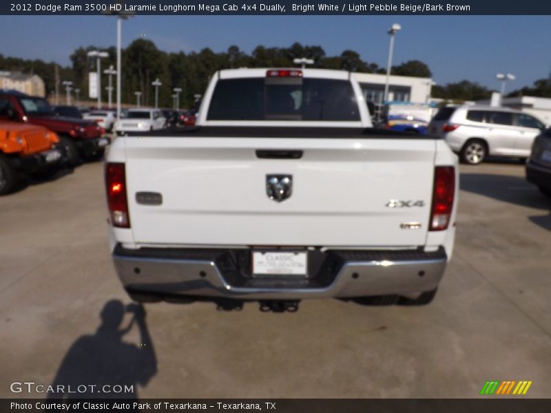Bright White / Light Pebble Beige/Bark Brown 2012 Dodge Ram 3500 HD Laramie Longhorn Mega Cab 4x4 Dually