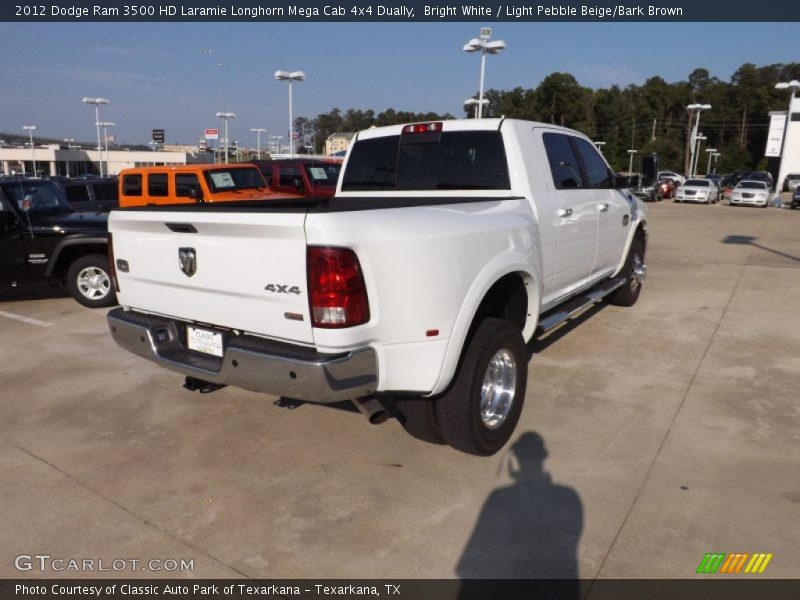 Bright White / Light Pebble Beige/Bark Brown 2012 Dodge Ram 3500 HD Laramie Longhorn Mega Cab 4x4 Dually