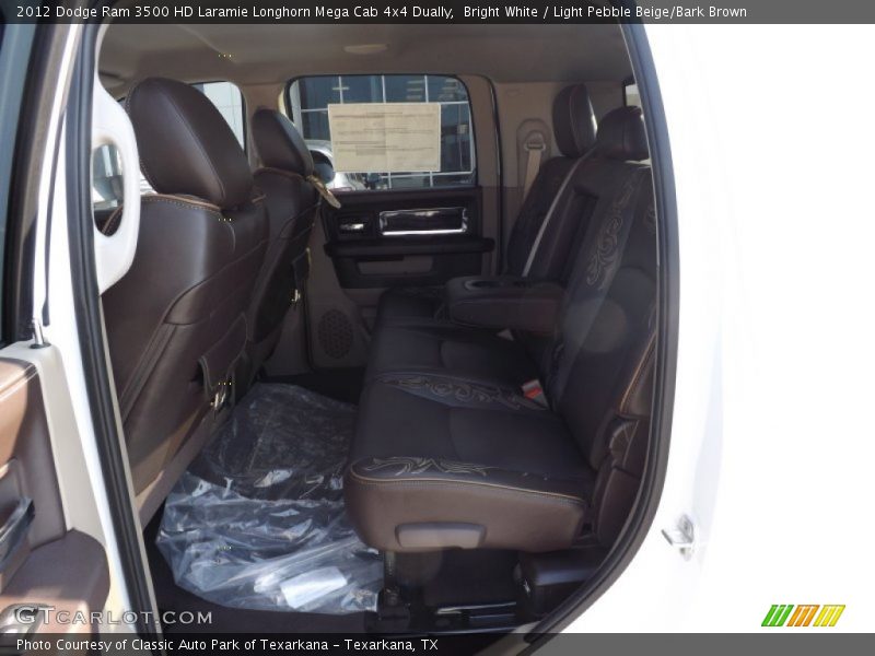 Bright White / Light Pebble Beige/Bark Brown 2012 Dodge Ram 3500 HD Laramie Longhorn Mega Cab 4x4 Dually