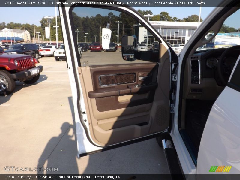 Bright White / Light Pebble Beige/Bark Brown 2012 Dodge Ram 3500 HD Laramie Longhorn Mega Cab 4x4 Dually