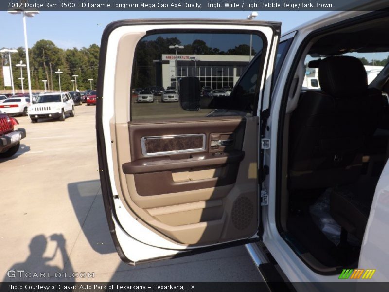 Bright White / Light Pebble Beige/Bark Brown 2012 Dodge Ram 3500 HD Laramie Longhorn Mega Cab 4x4 Dually