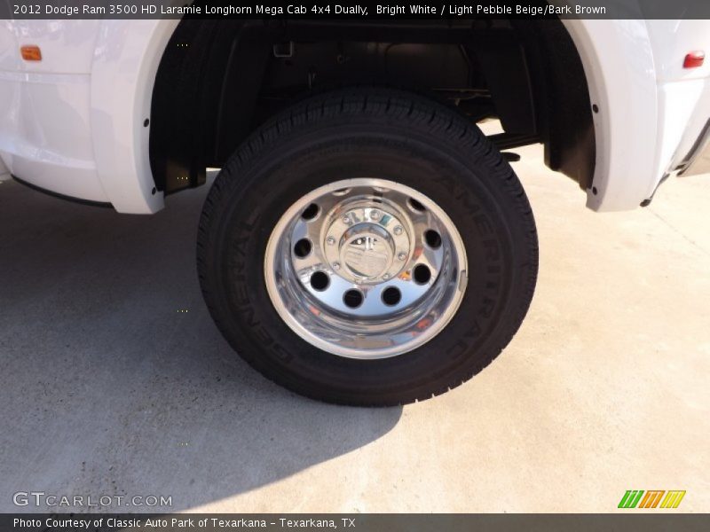 Bright White / Light Pebble Beige/Bark Brown 2012 Dodge Ram 3500 HD Laramie Longhorn Mega Cab 4x4 Dually