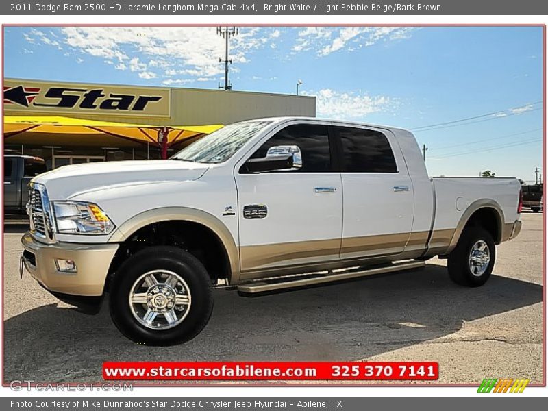 Bright White / Light Pebble Beige/Bark Brown 2011 Dodge Ram 2500 HD Laramie Longhorn Mega Cab 4x4