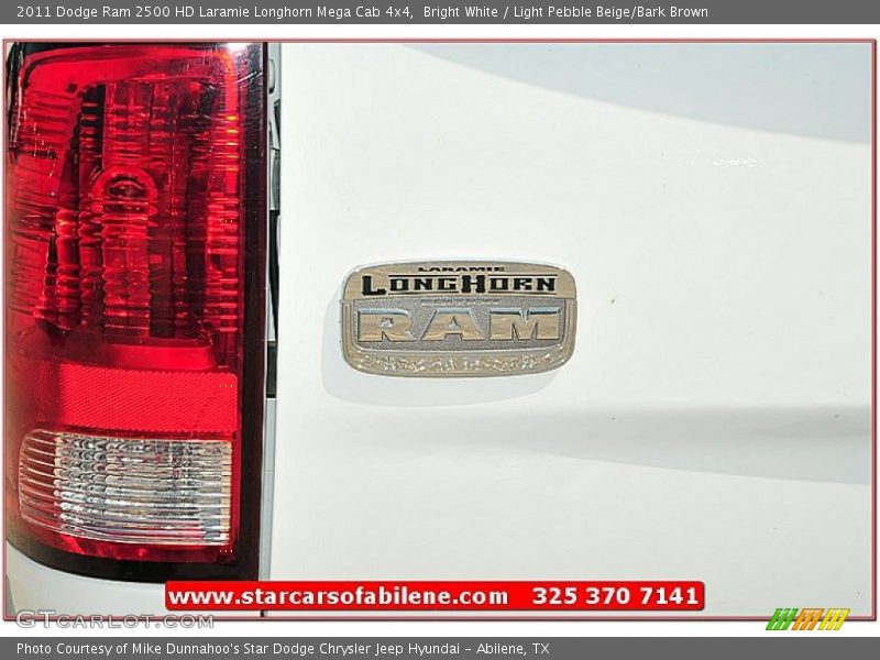 Bright White / Light Pebble Beige/Bark Brown 2011 Dodge Ram 2500 HD Laramie Longhorn Mega Cab 4x4