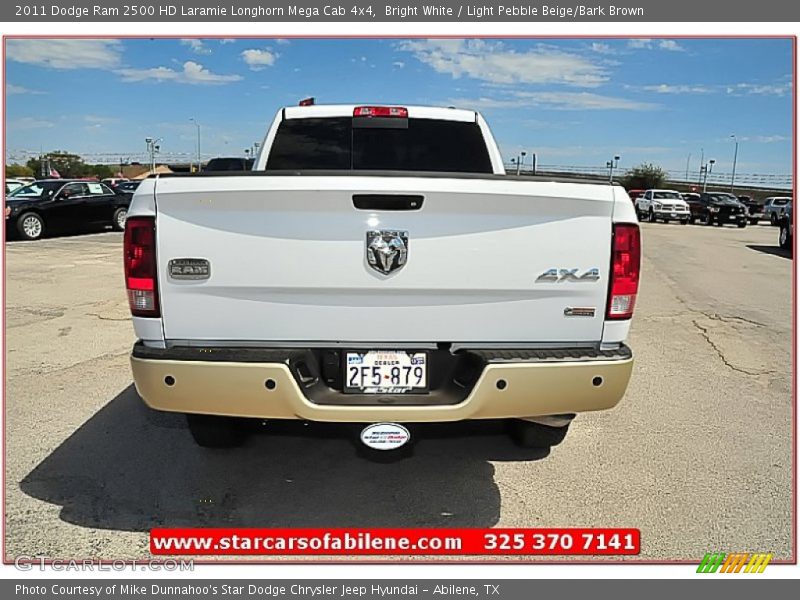 Bright White / Light Pebble Beige/Bark Brown 2011 Dodge Ram 2500 HD Laramie Longhorn Mega Cab 4x4