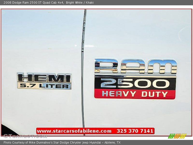 Bright White / Khaki 2008 Dodge Ram 2500 ST Quad Cab 4x4