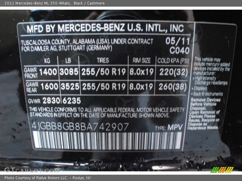 Black / Cashmere 2011 Mercedes-Benz ML 350 4Matic