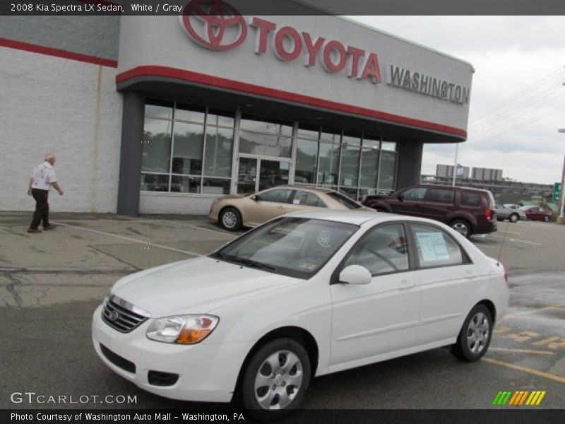 White / Gray 2008 Kia Spectra LX Sedan