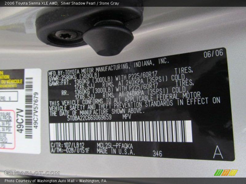 Silver Shadow Pearl / Stone Gray 2006 Toyota Sienna XLE AWD