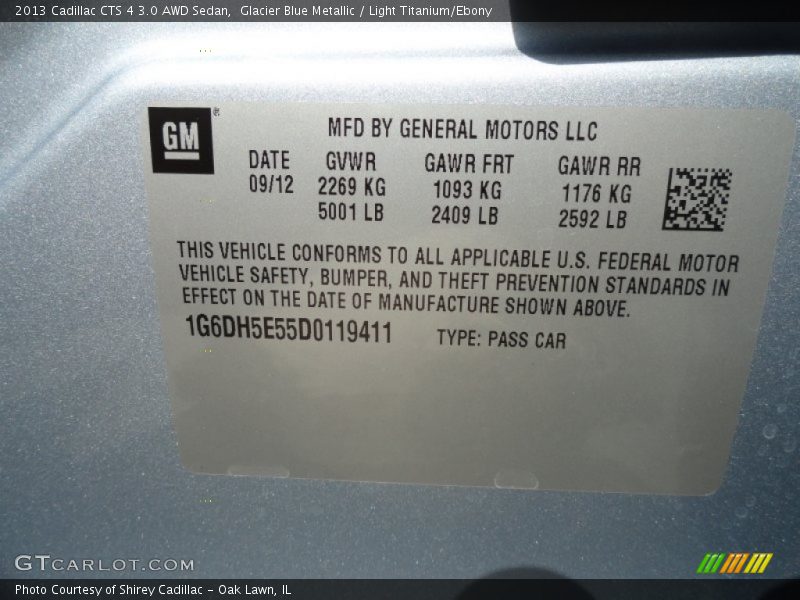 Glacier Blue Metallic / Light Titanium/Ebony 2013 Cadillac CTS 4 3.0 AWD Sedan
