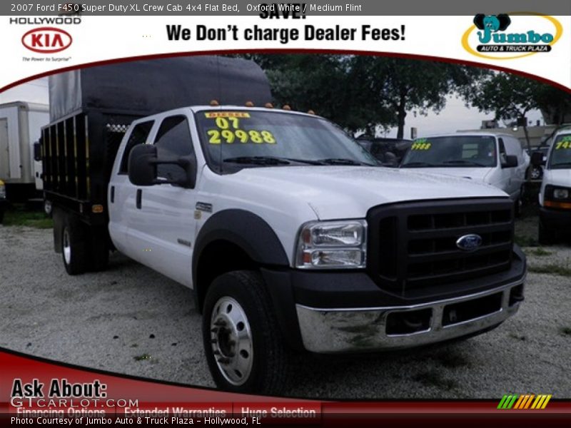 Oxford White / Medium Flint 2007 Ford F450 Super Duty XL Crew Cab 4x4 Flat Bed