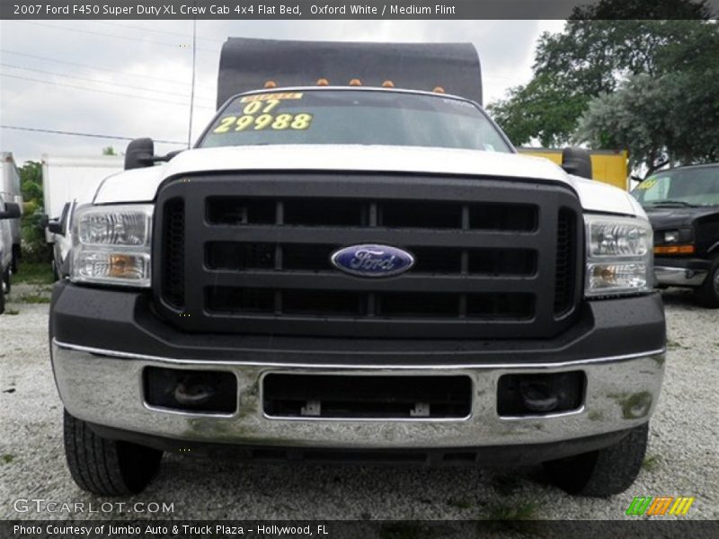Oxford White / Medium Flint 2007 Ford F450 Super Duty XL Crew Cab 4x4 Flat Bed