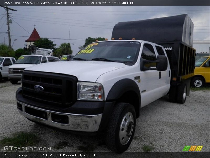 Oxford White / Medium Flint 2007 Ford F450 Super Duty XL Crew Cab 4x4 Flat Bed