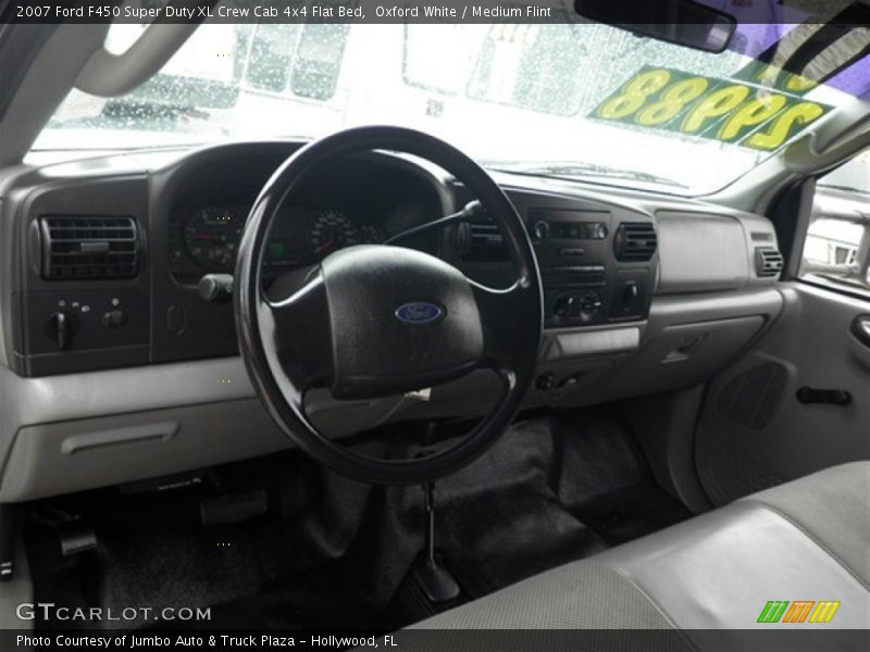 Oxford White / Medium Flint 2007 Ford F450 Super Duty XL Crew Cab 4x4 Flat Bed