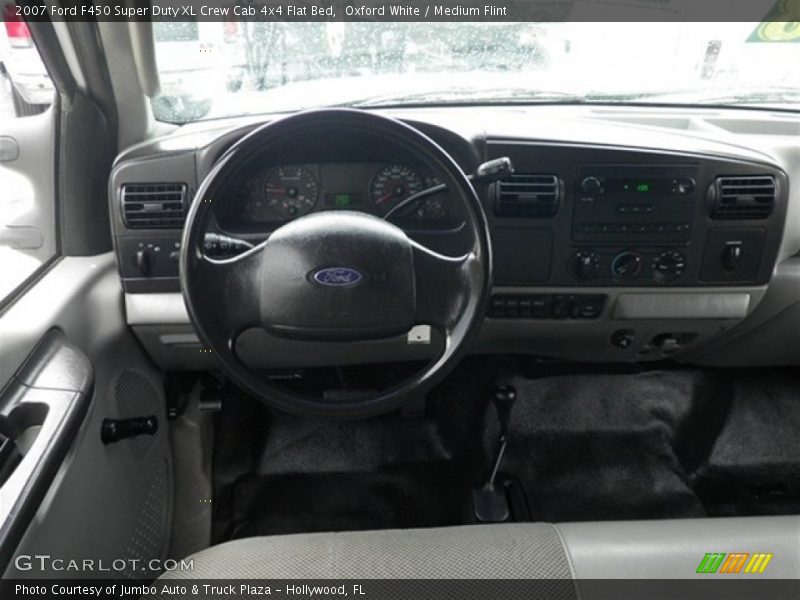 Oxford White / Medium Flint 2007 Ford F450 Super Duty XL Crew Cab 4x4 Flat Bed