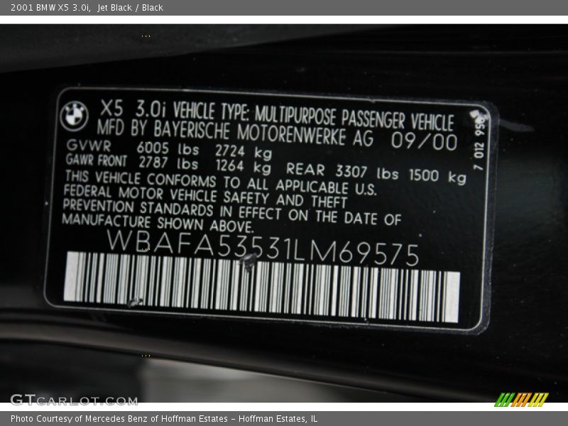 Jet Black / Black 2001 BMW X5 3.0i