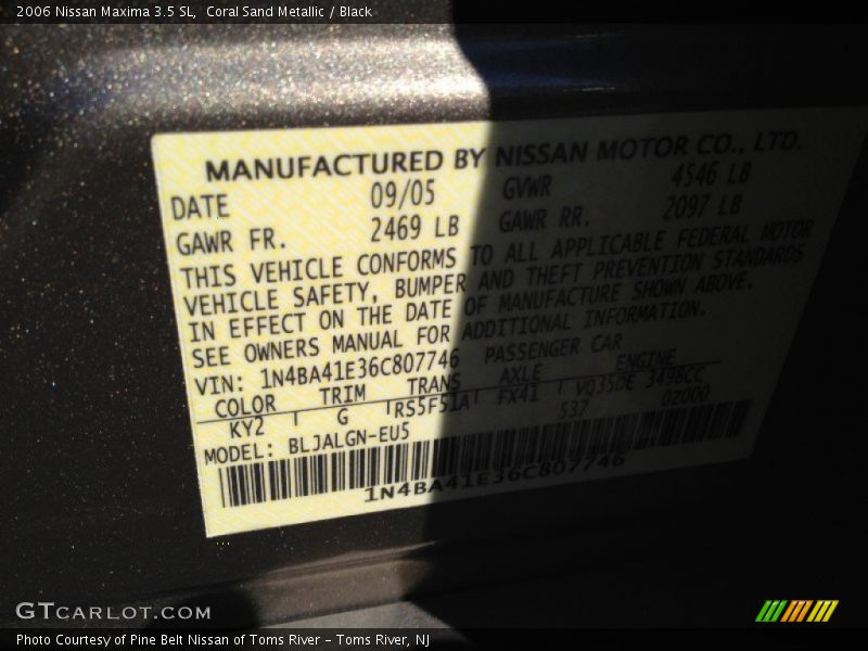 Coral Sand Metallic / Black 2006 Nissan Maxima 3.5 SL