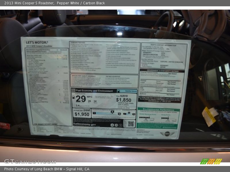 Pepper White / Carbon Black 2013 Mini Cooper S Roadster