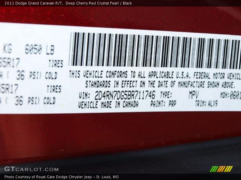 Deep Cherry Red Crystal Pearl / Black 2011 Dodge Grand Caravan R/T