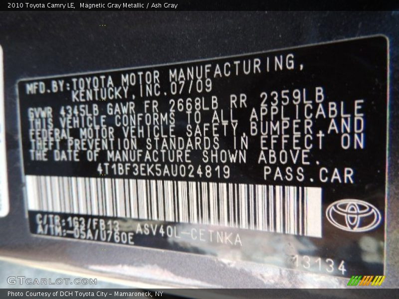Magnetic Gray Metallic / Ash Gray 2010 Toyota Camry LE