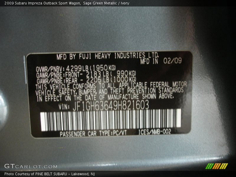Sage Green Metallic / Ivory 2009 Subaru Impreza Outback Sport Wagon