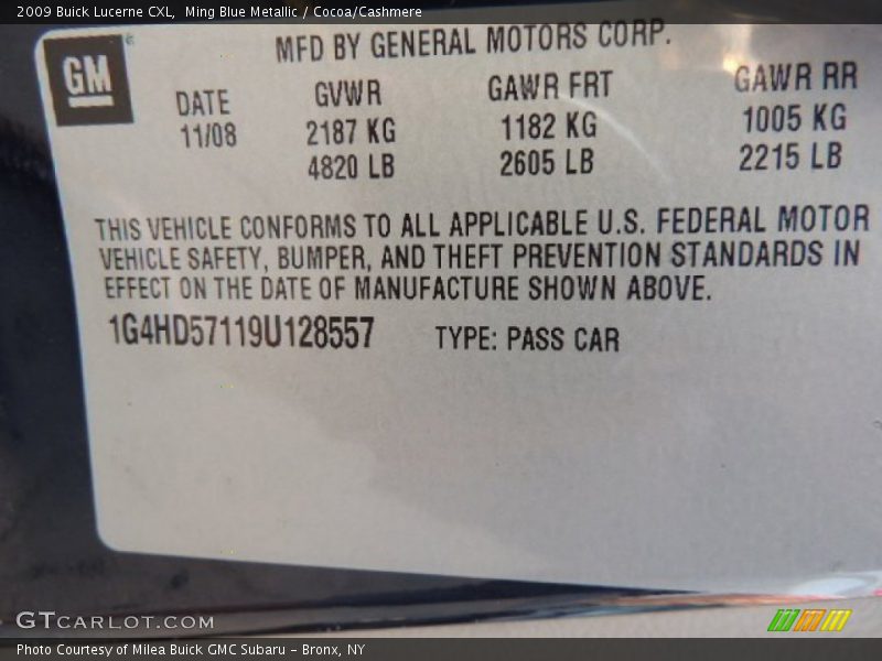 Ming Blue Metallic / Cocoa/Cashmere 2009 Buick Lucerne CXL