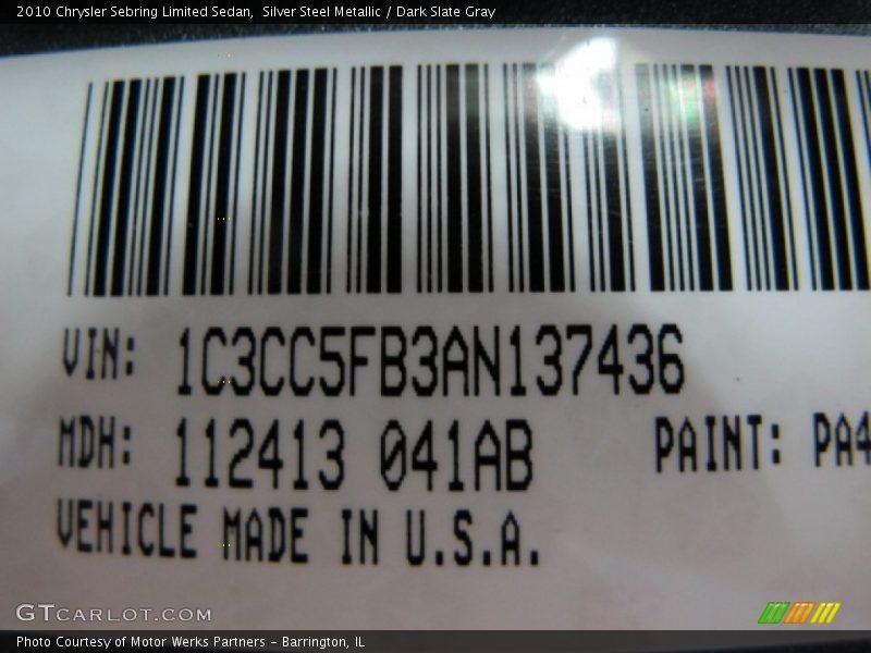 Silver Steel Metallic / Dark Slate Gray 2010 Chrysler Sebring Limited Sedan