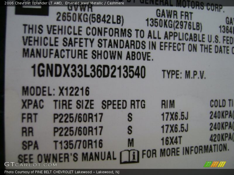 Emerald Jewel Metallic / Cashmere 2006 Chevrolet Uplander LT AWD