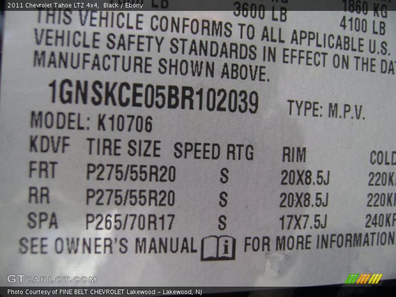 Black / Ebony 2011 Chevrolet Tahoe LTZ 4x4