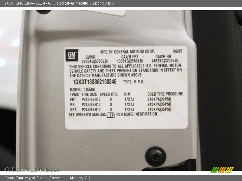 Liquid Silver Metallic / Ebony Black 2006 GMC Envoy SLE 4x4