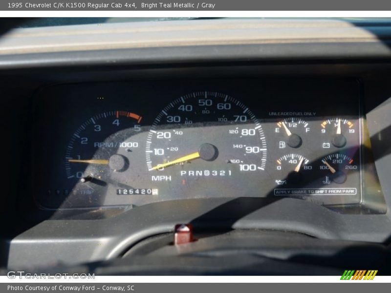 Bright Teal Metallic / Gray 1995 Chevrolet C/K K1500 Regular Cab 4x4