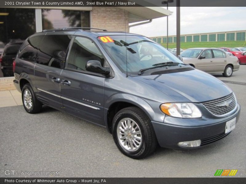 Steel Blue Pearl / Navy Blue 2001 Chrysler Town & Country Limited AWD